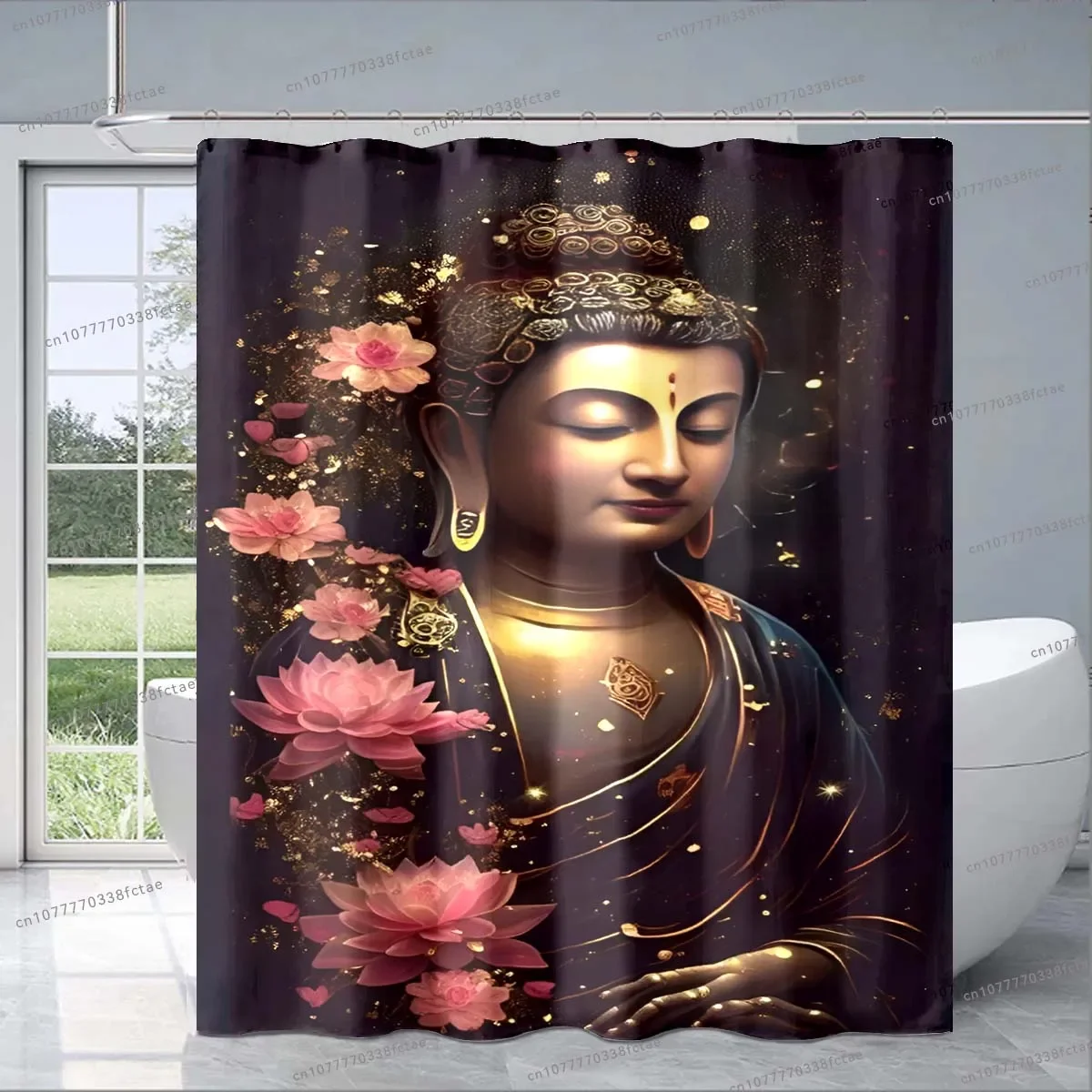 Buddha Sakyamuni Buddhism Shower Curtain Prayer Faith Bathroom Decoration Shower Curtain Adult Children Bathroom Shower Curtain