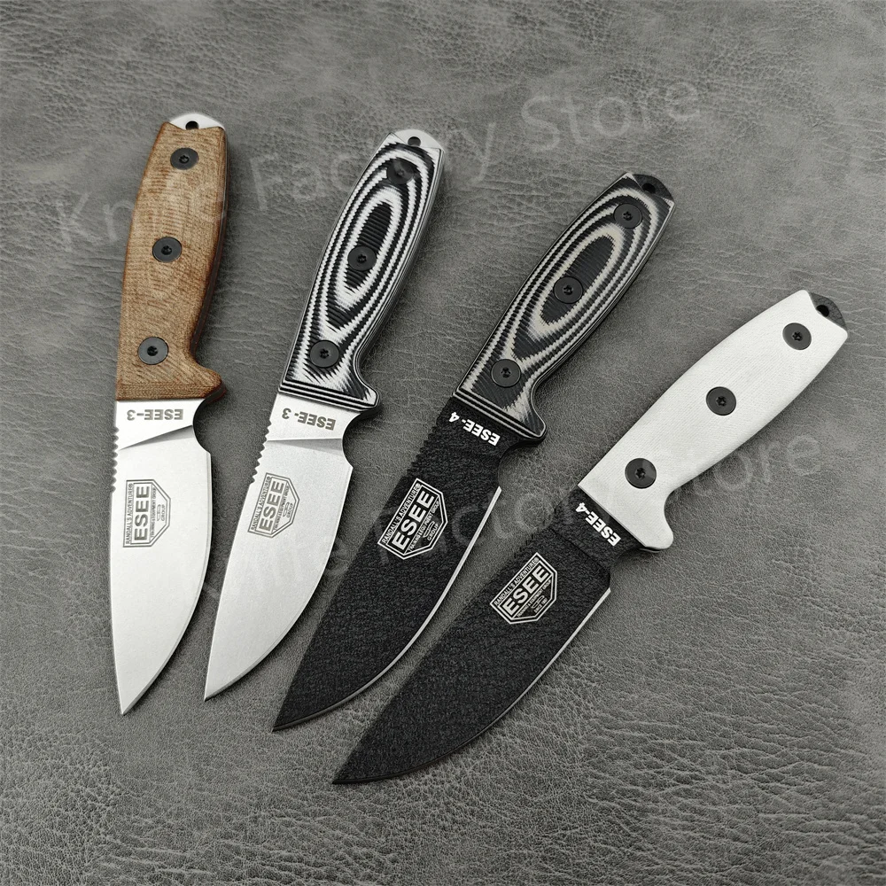 4 Styles NEW ESEE Fixed Blade Knife 9Cr18Mov Blade G10 + Hemp Handle Outdoor EDC Survival Camping Hiking Hunting Tools Gift