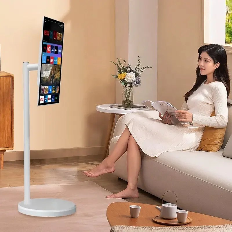 تلفزيون SEEWORLD الذكي المحمول 21.5 22 بوصة شاشة لمس تفاعلية متحركة بيضاء 4 جيجابايت + 64 جيجابايت تلفزيونات متنقلة مع بطارية شحن