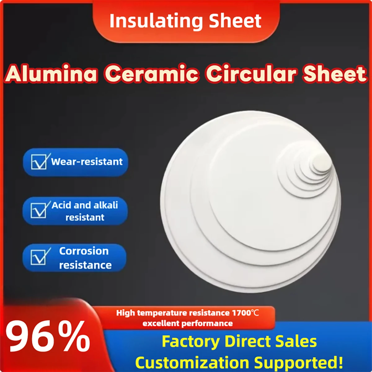 96% Alumina Ceramic Discs High Temperature Resistant Insulating Washers for Industrial Electrical Thermal Management