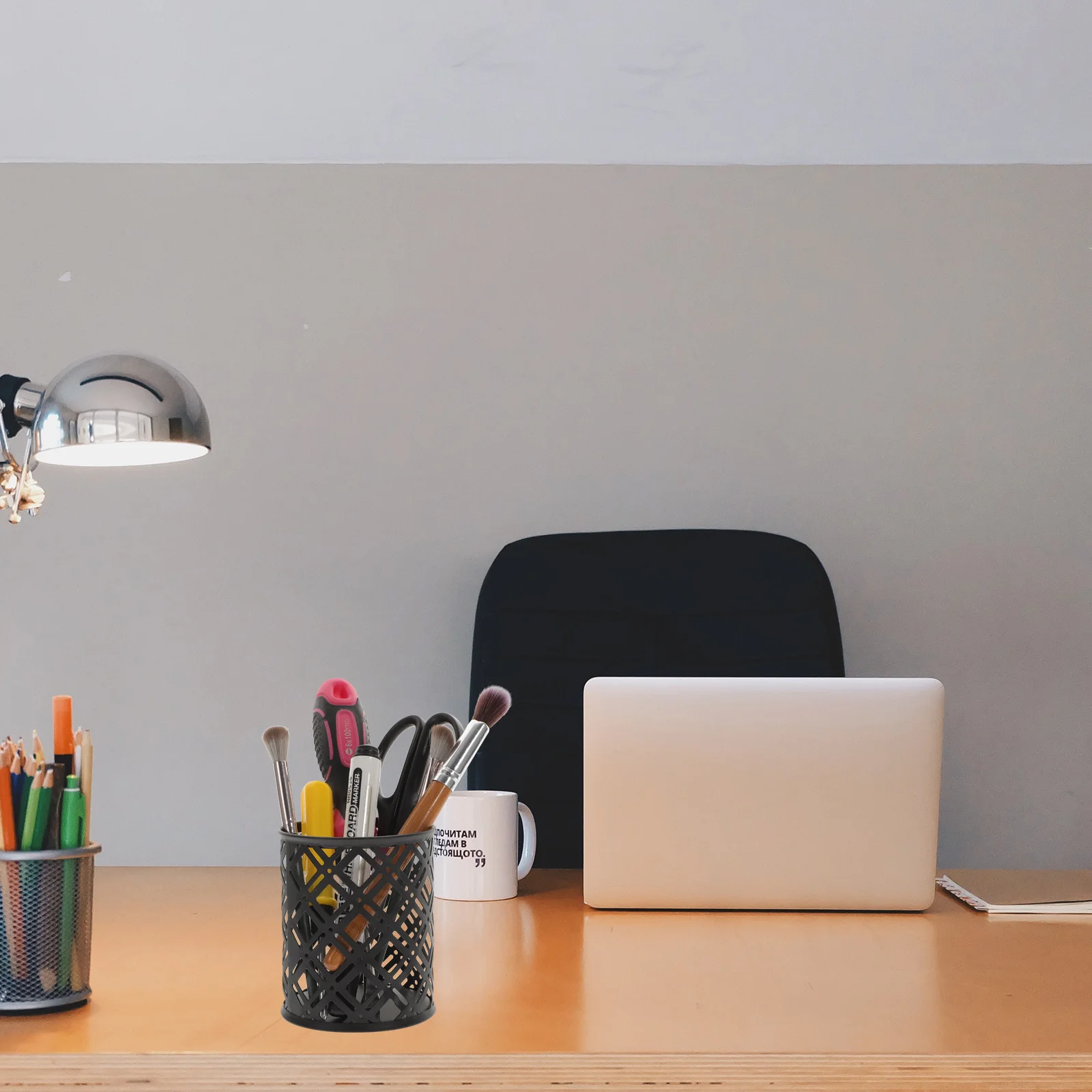 2 Pcs Office Pen Holder Pencil for Desk Pens Work Make up Small Organizer Can Metal Desktop Accessories