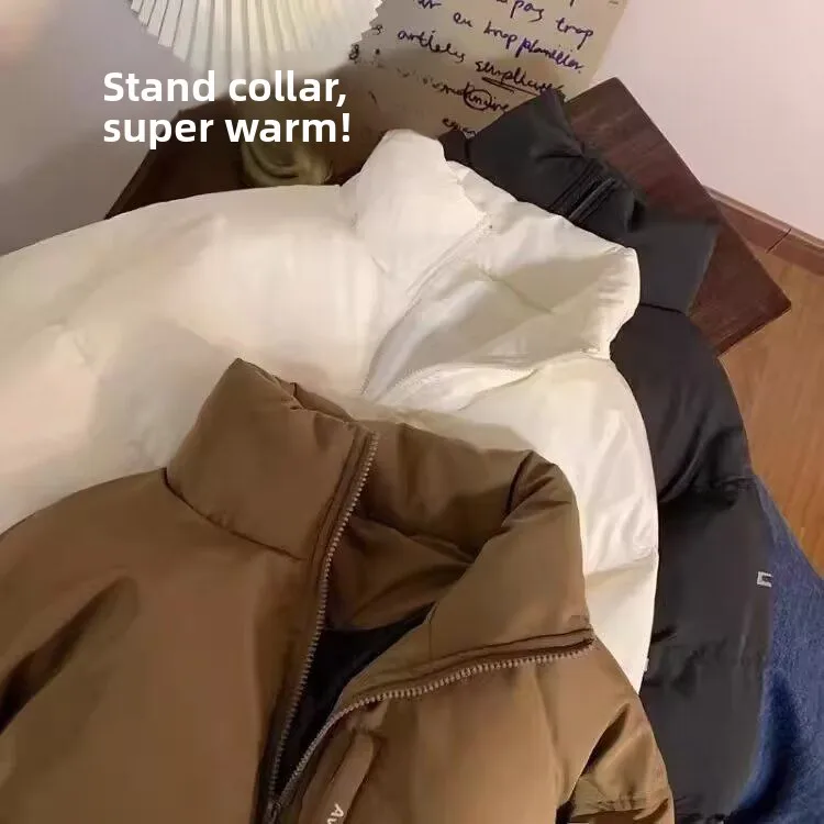 

New 2024 Men's Thiened Winter Cotton Jaet Warm Bread Sle Spor Casual Trendy Outerwear Long Sve Zipper Closure Poly...