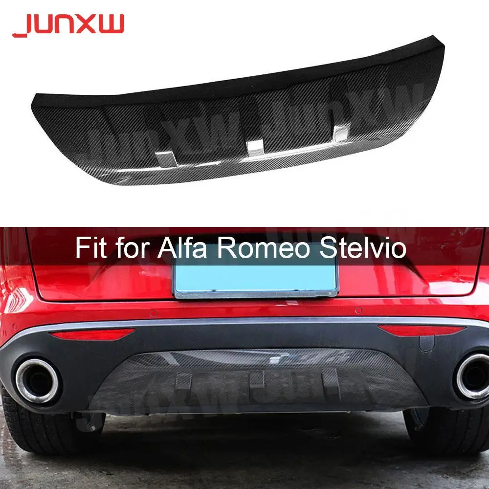 Carbon fiber Rear Lip Diffuser Trim For Alfa Romeo Stelvio 2017 2018 2019 ABS Fins Shark Style Bumper Cover Car Styling