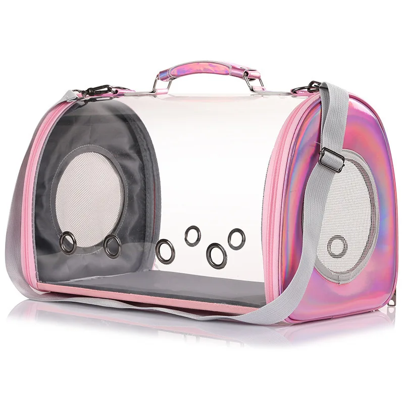 

Pet Cat Carrier Foldable Pets Handbag Outdoor Portable Transparent Breathable Shoulder Backpack Space for Cats Puppies Bird Bag