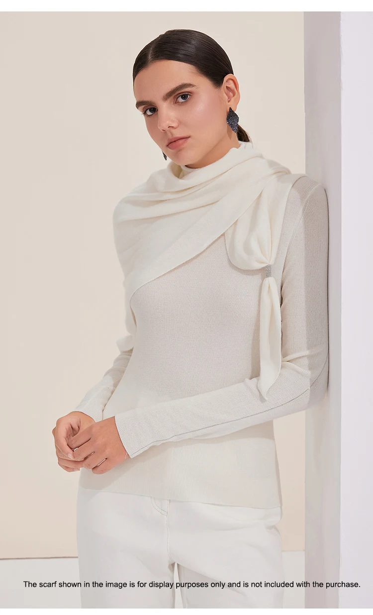 BY3521215 Premium Wollstrickpullover für Damen, eleganter Rollkragenpullover, einfarbig brauner Pullover, schickes, schmales Basic-Top für Bürodamen – Detail 8