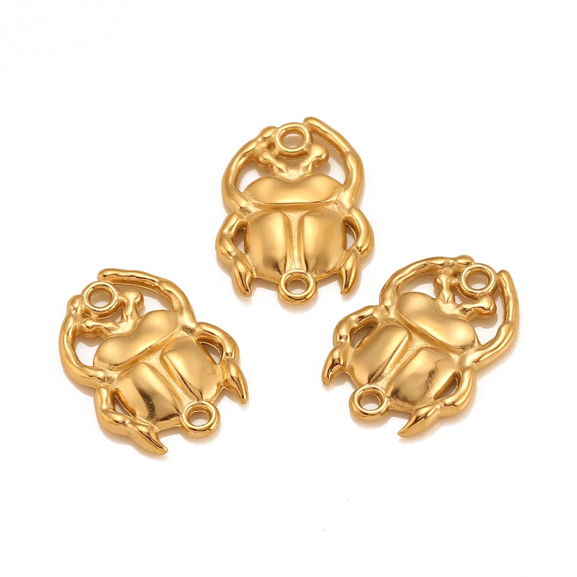 3pcs/Lot Cute Beetles Charm For Jewelry Making Supplies Scarab Connector DIY Bracelet Earrings Necklace Gold Color Accessories