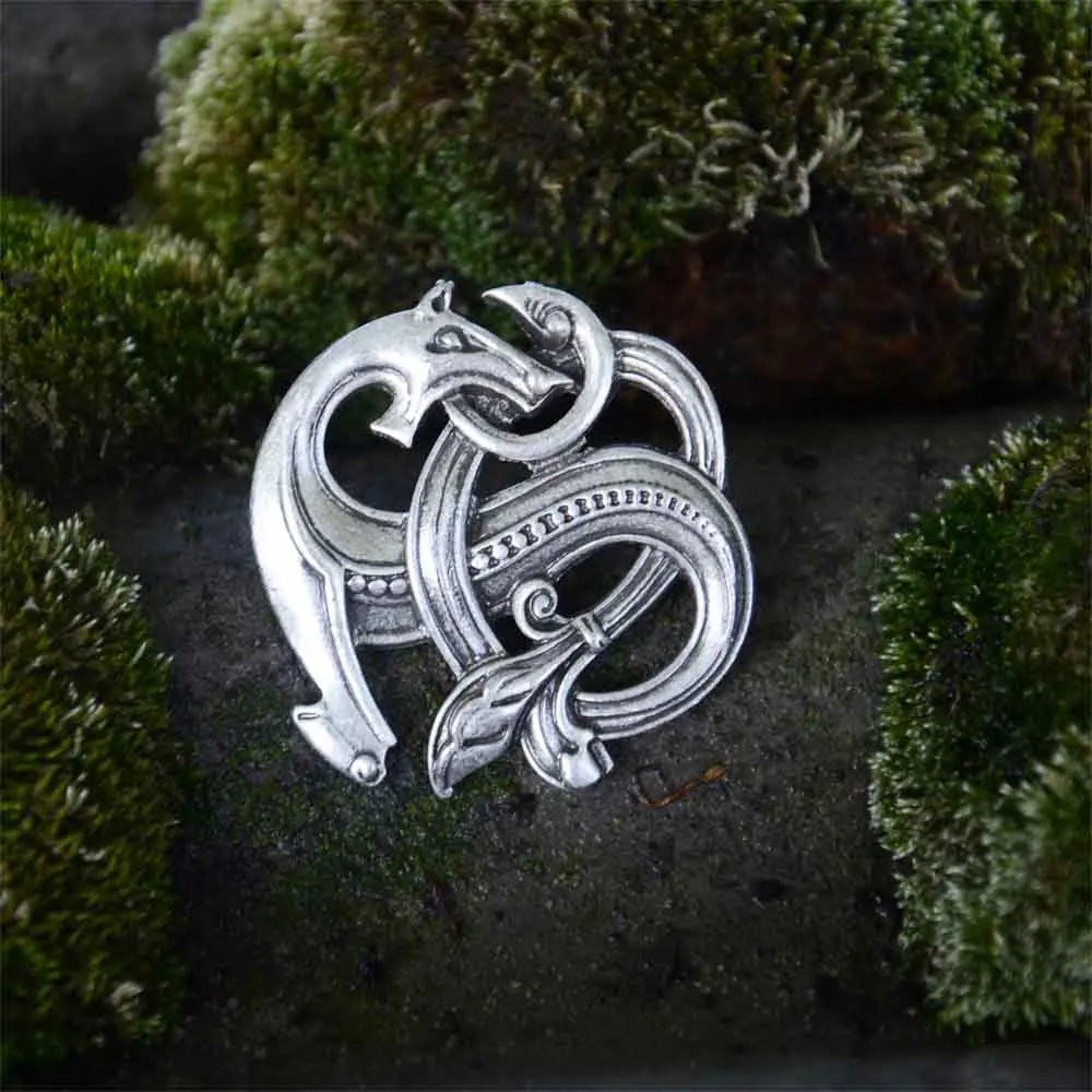 Nostalgia Vintage Dragon Brooch Norse Viking Animal Suit Collar Pin For Women Men Broche Accessories