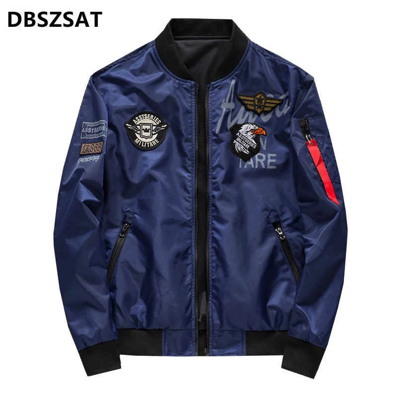 Men's Bomber Jacket Casual Pilot Jackets Men Outwear Both Side Wearable Male Coat chaqueta bomber hombre Big Size 6XL,ZA232