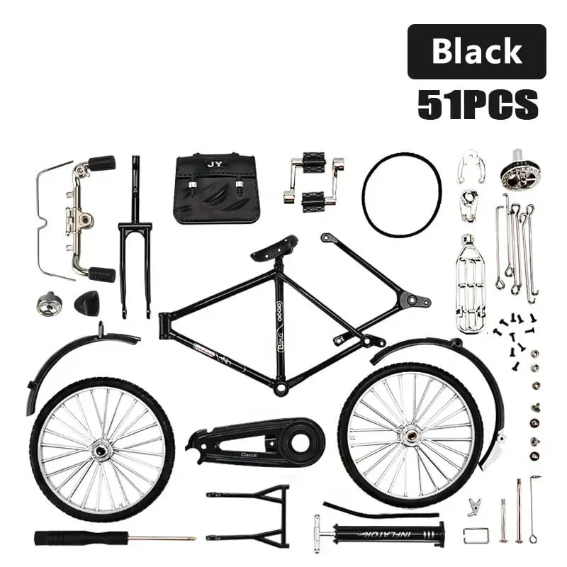 51 Pcs DIY Bicycle Model Ornament Decor Creative 1:8 Simulation Toys Mini Bicycle Model Scale Kit With Inflator and Briefcase