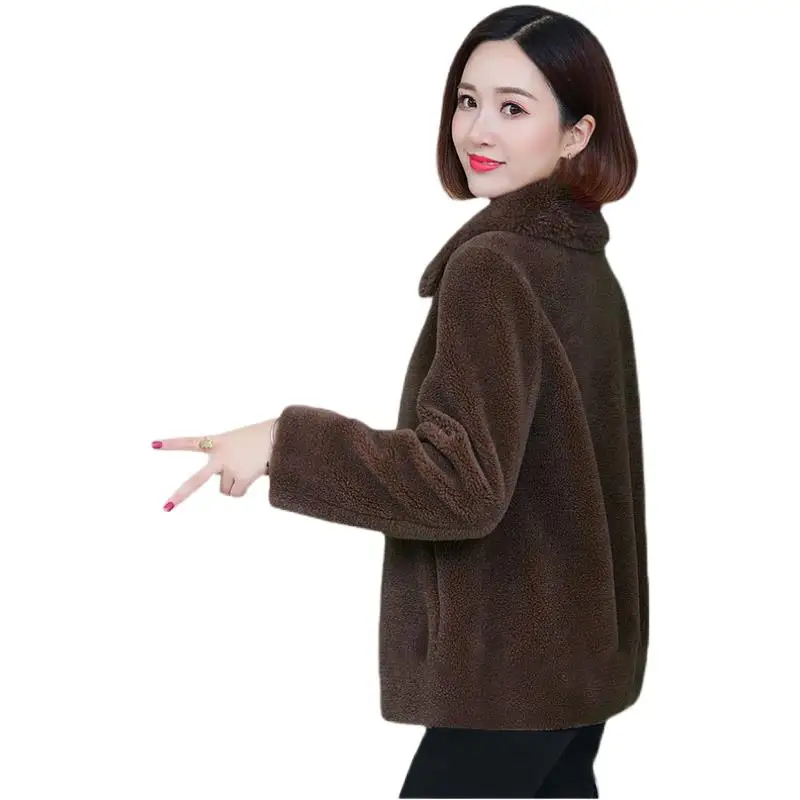 2025 Women's Clothing Thickened Lamb Wool Faux Fur Coat  Winter New 1205