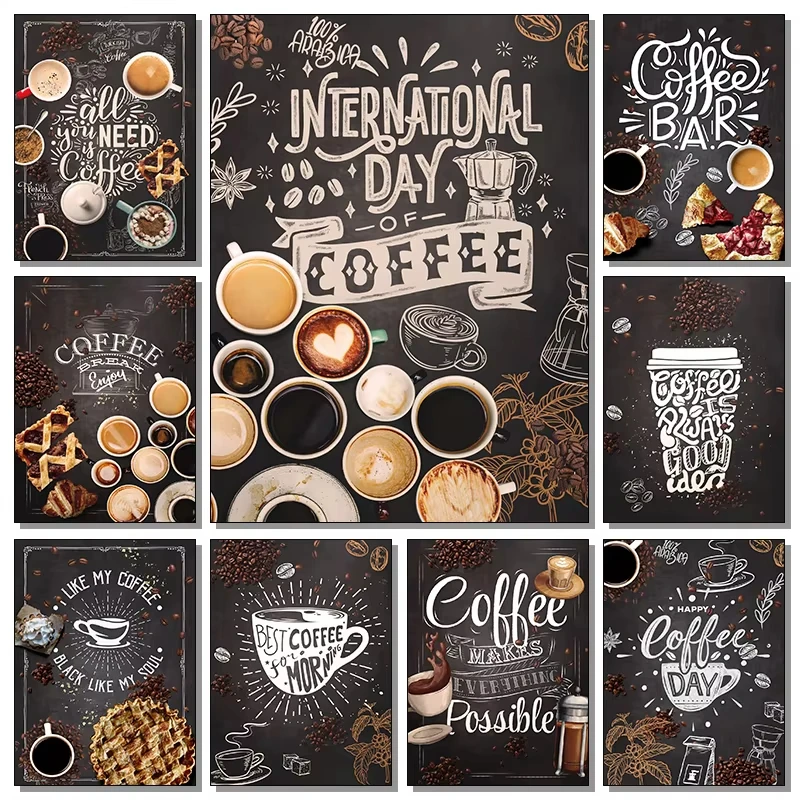 Coffee Cup Poster Nordic Prints Coffee Bakery Chalkboards Canvas Painting Pictures For Cafe Store Home Restaurant Kitchen Dec