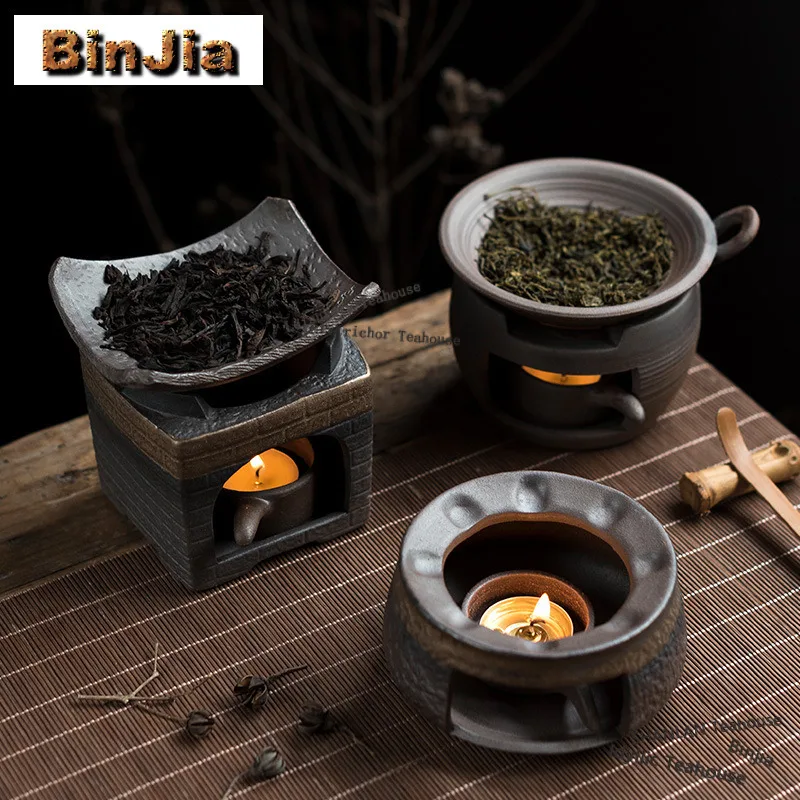 

Gilt Silver Coarse Pottery Tea Roaster Tea Warmer Holder Alcohol Burner Stove Kettle Stand Boiling Water Carbon Furnace Teaset