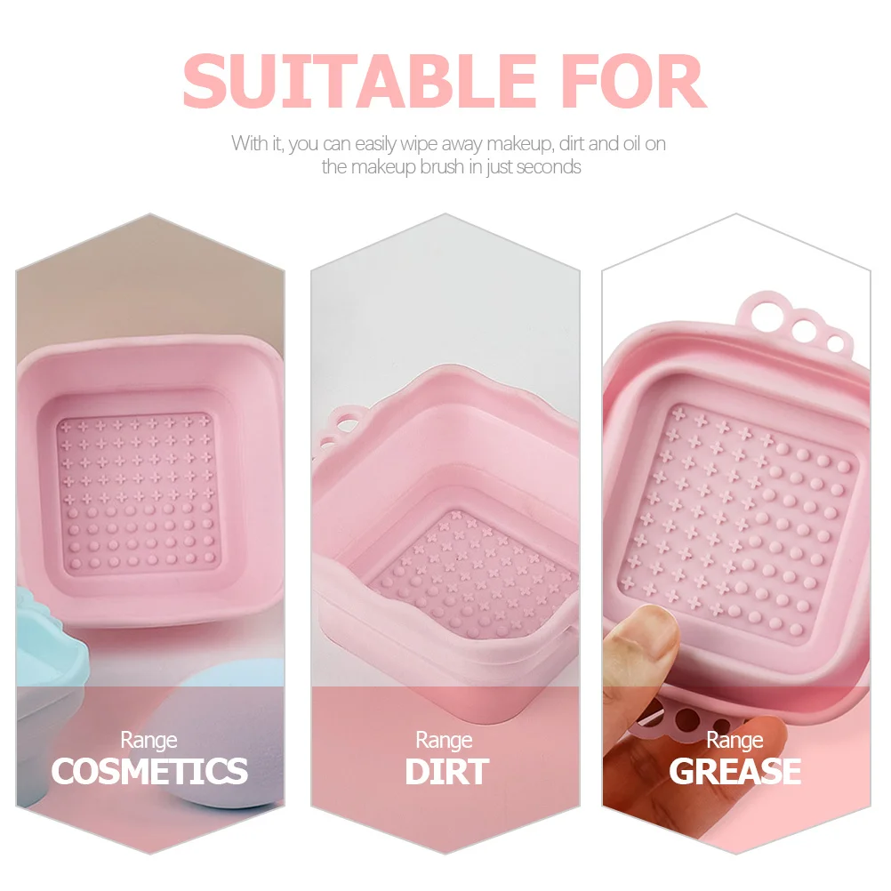 

2Pcs Makeup Brush Cleaning Bowl Foldable Mat Drying Hanger Creative Rinsing Pad Gift Makeup Brush Cleaner Mat Drying Net