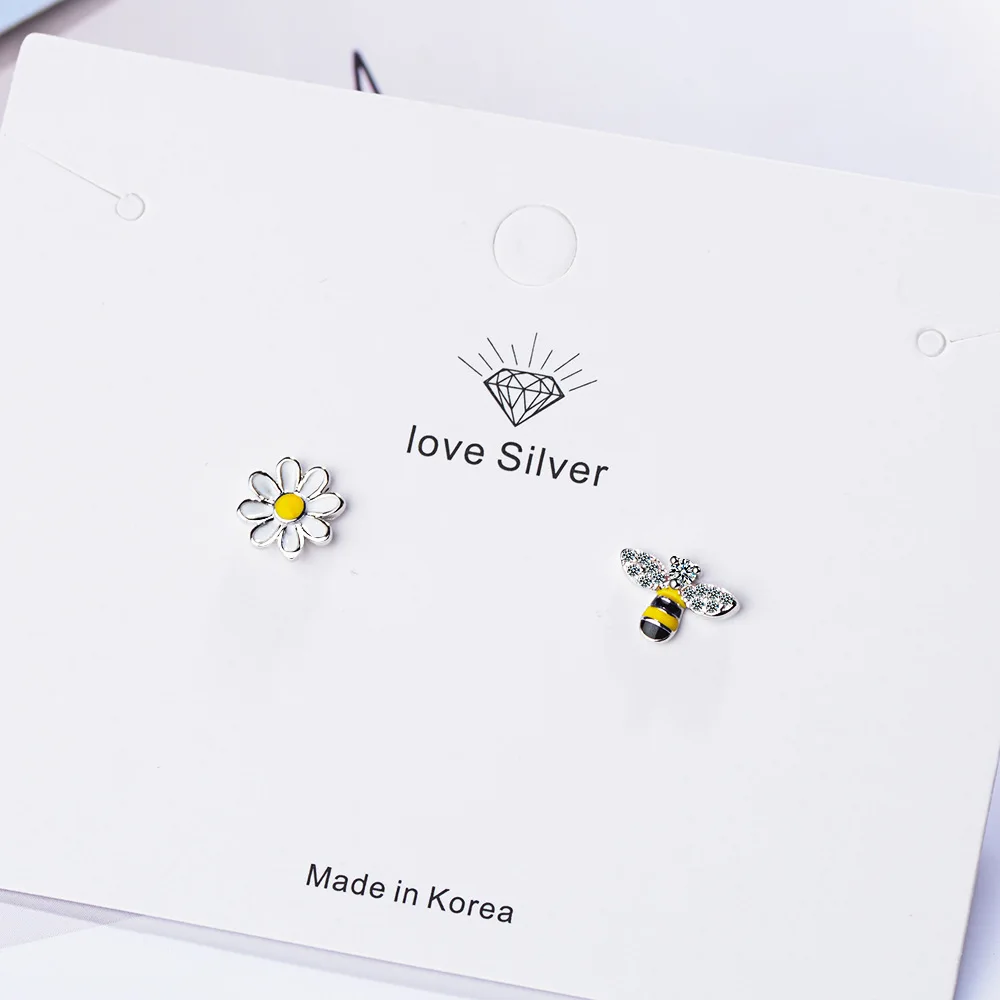 925 Sterling Silver Flower Bee Stud Earrings For Women Luxury Designer Party Jewelry Accessories Wholesale Free Shipping