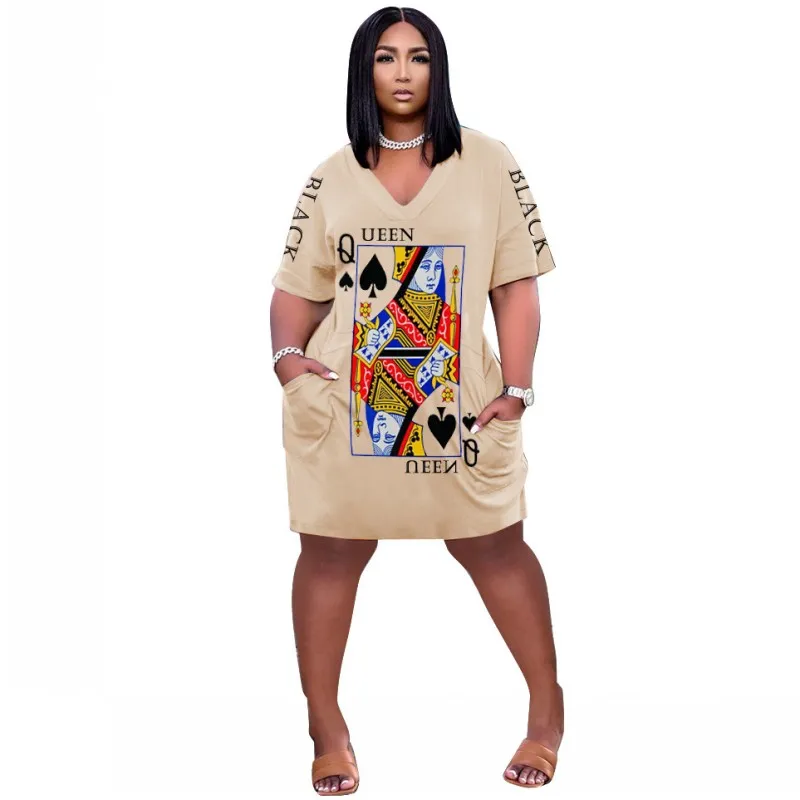 S-5XL Big Size African Dresses For Women Africa Clothing New Short Sleeve Casual Letter Print Dress Fashion Loose Female Dress