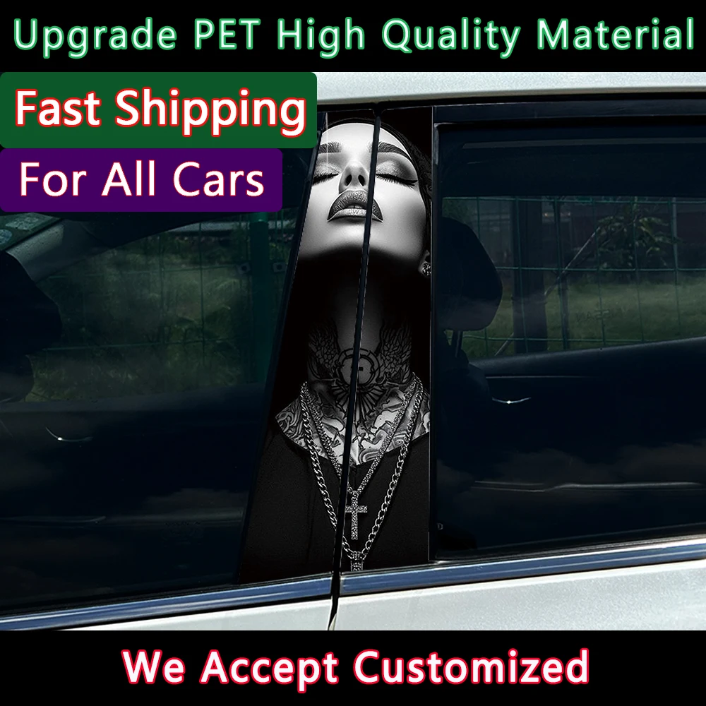 

Somking Nun Car Stickers DIY Car B-pillar Cover Scratches Waterproof Durable Decoration Auto PET Decals