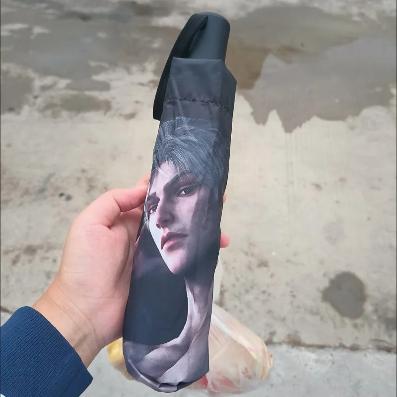 Game Love and Deepspace Sylus Cosplay Vinyl Umbrella Collapsible Rainshade Outdoor Sun Parasol Sunny Rain Dual-Use Xmas Gifts