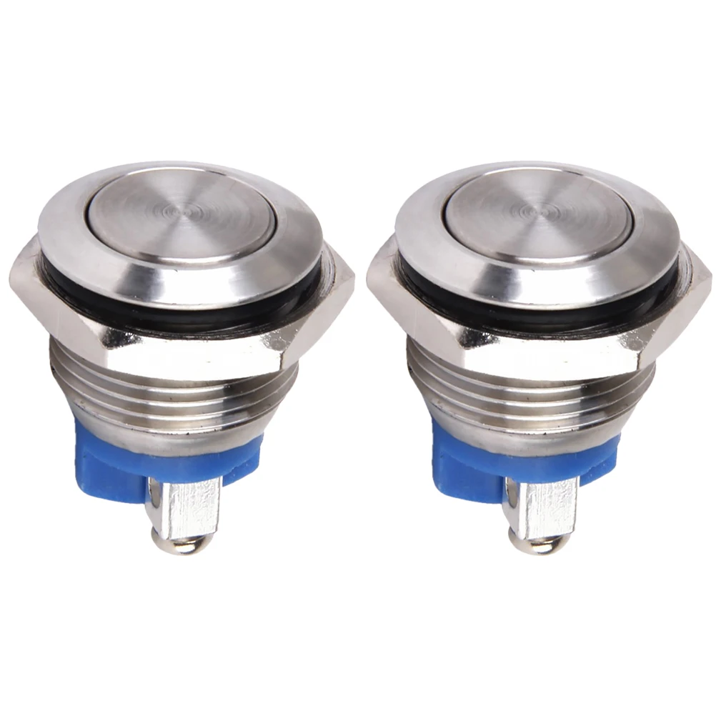 

2Pcs Momentary Push Button Switch Self Reset Horn Waterproof Metal for Doorbell Boat Car Stainless Steel Practical Electrical