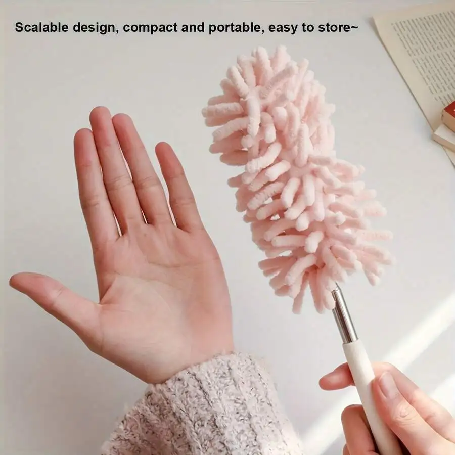 1pc Pink Extendable Car Duster, Mini Detailing Brush For Interior Cleaning, Removable And Washable For Dashboard, Steering