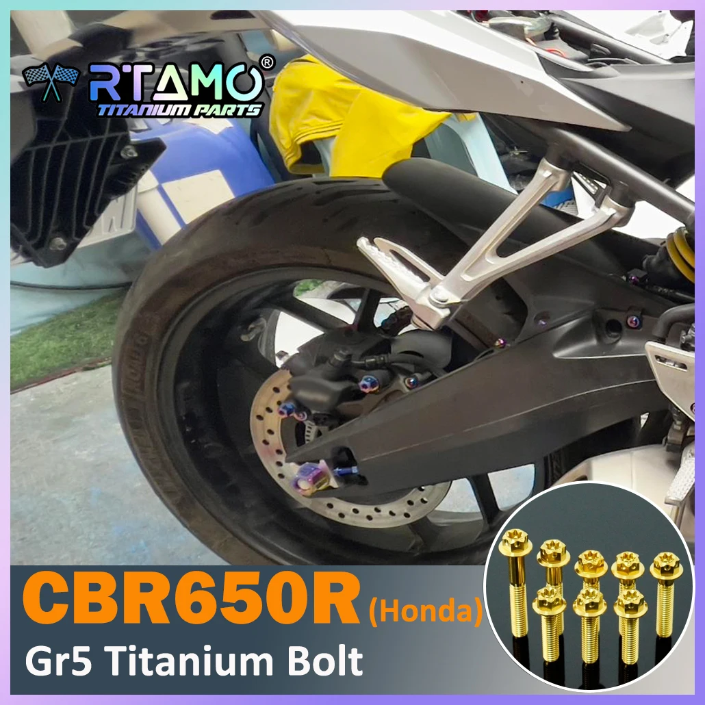 RTAMO Gr5 Titanium Bolt Nissin Caliper Pin Rear Fender Screw fit for Honda CBR650R Motorcycle Modified Light Weight Highstrength