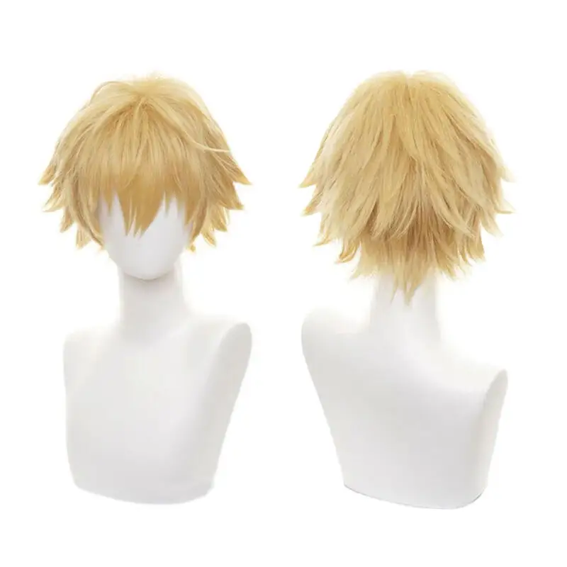 Blonde Short Fluffy Spiky Synthetic Wig Heat Resistant Anime Cosplay Hair Wig For Men Halloween Party Role Play Daily Headwear