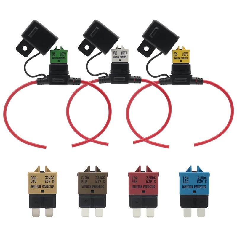 

NEW-Circuit Breaker Blade Manual Reset Fuse Car Pack 1SET- 3A/5A/7.5A/10A/15A/20A/25A/30A Mix For Marine Boat RV Truck Vehicles