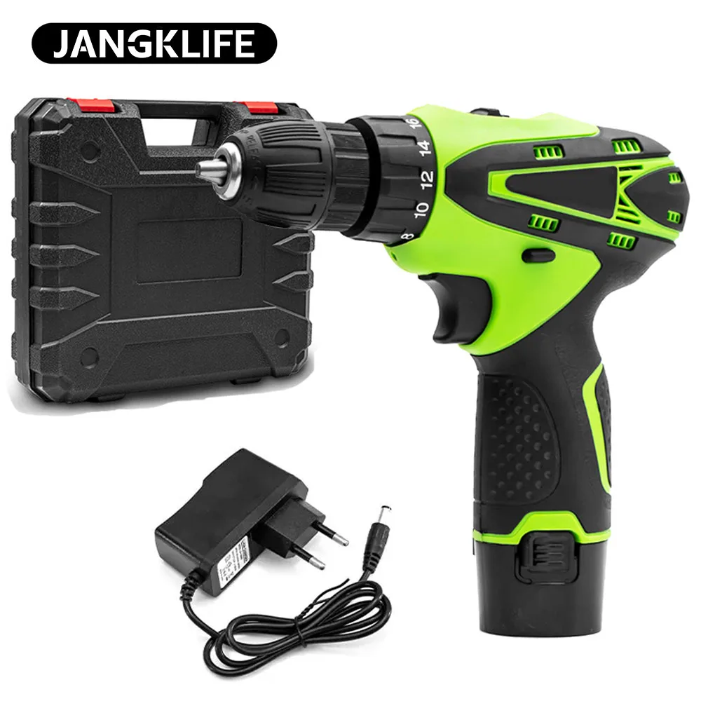 Cordless Electric Drill & Screwdriver, Two-Speed Power Tools, Rechargeable Li-ion Battery, DIY Driver, 12V