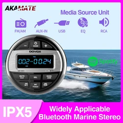 Boat Radio Media Player Marine Stereo MP3 Waterproof Bluetooth Audio Radio FM AM Receiver Fit for Harvesters ATV UTV SPA RZR