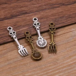 20PCS 2 Styles Two Colors Hollowed Out Spoon Fork Pendants Tableware Kitchen Charms For DIY Necklace Bracelet Jewelry Making