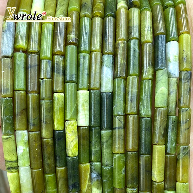 4x13mm Tube Natural Stone Taiwan Green Jade Loose Spacer Beads for Jewelry Making Diy Bracelet Charms Earrings Accessories