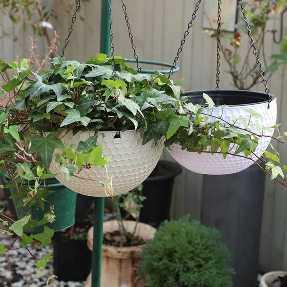 Plastic Imitation Weaving Flower Pot Self Absorbent Outdoor Hydroponic Flowerpot Garden Decoration Honeycomb Pattern