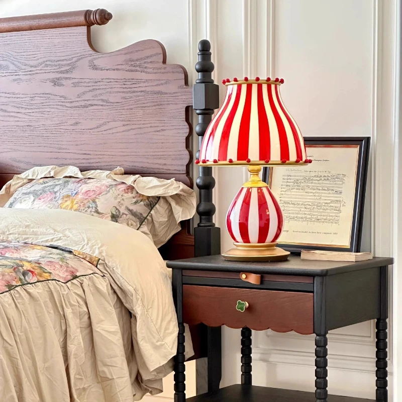 Retro Glass Decor Table lamp Retro Color Glass Table Light Living Room Bedside Lamp Circus Vintage Mood Light Candy Glass lamp