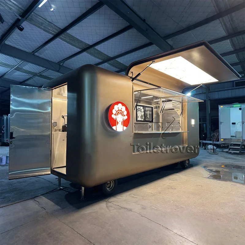 مقطورة طعام خارجية مستديرة لحمل الأعمال الحديثة الخيار الأول لمقطورات تقديم الطعام في الشوارع