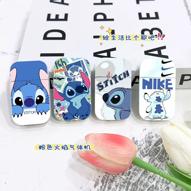 NEW Disney Stitch Cute Animation Cartoon Pink Flame Lighter Windproof High-Looking Gift Wholesale for Friends’ Birthday Gifts