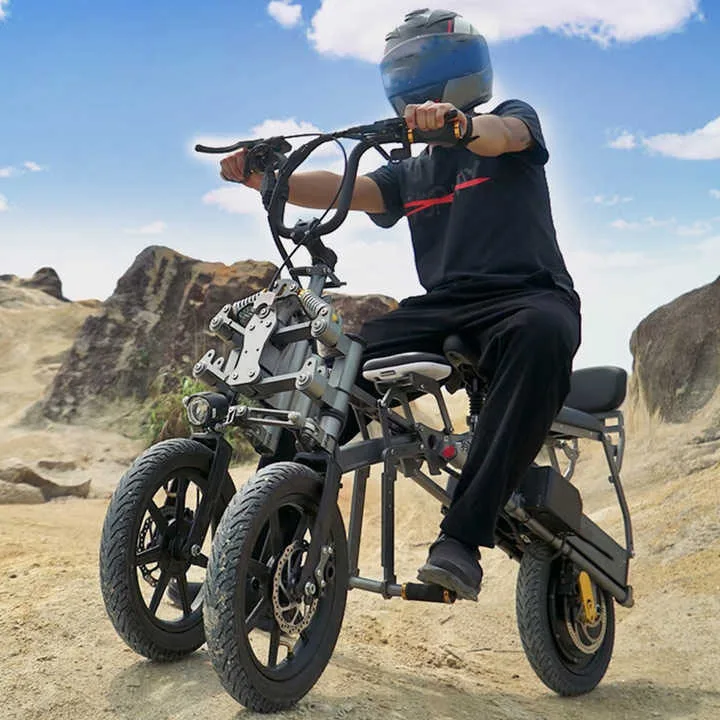 

Electric Tricycle, 6th Gen Upgraded 3-Seater Folding E-Bike, Mobility Scooter for Adults, Portable Electric Bicycle