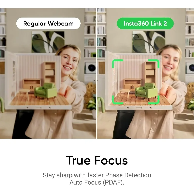 Link 2 - كاميرا ويب PTZ 4K للكمبيوتر الشخصي/Mac، مستشعر 1/2 بوصة، تتبع الذكاء الاصطناعي، HDR، ميكروفون لإلغاء الضوضاء بالذكاء الاصطناعي، التحكم بالإيماءات للبث