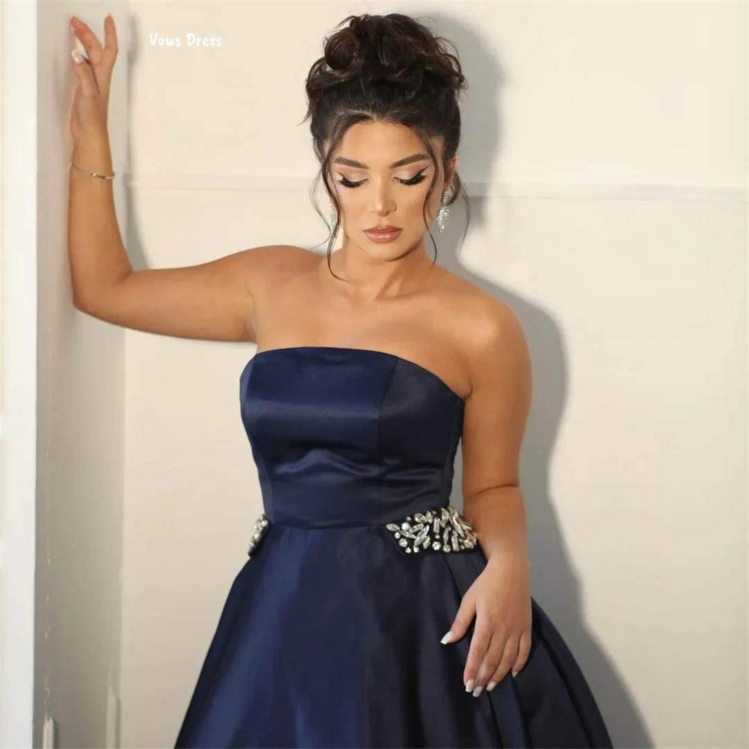 Vows robes de soirée noires femme robes d'invité de mariage élégantes pour les Occasions spéciales sur mesure bustier tubulaire ligne une robes de bal