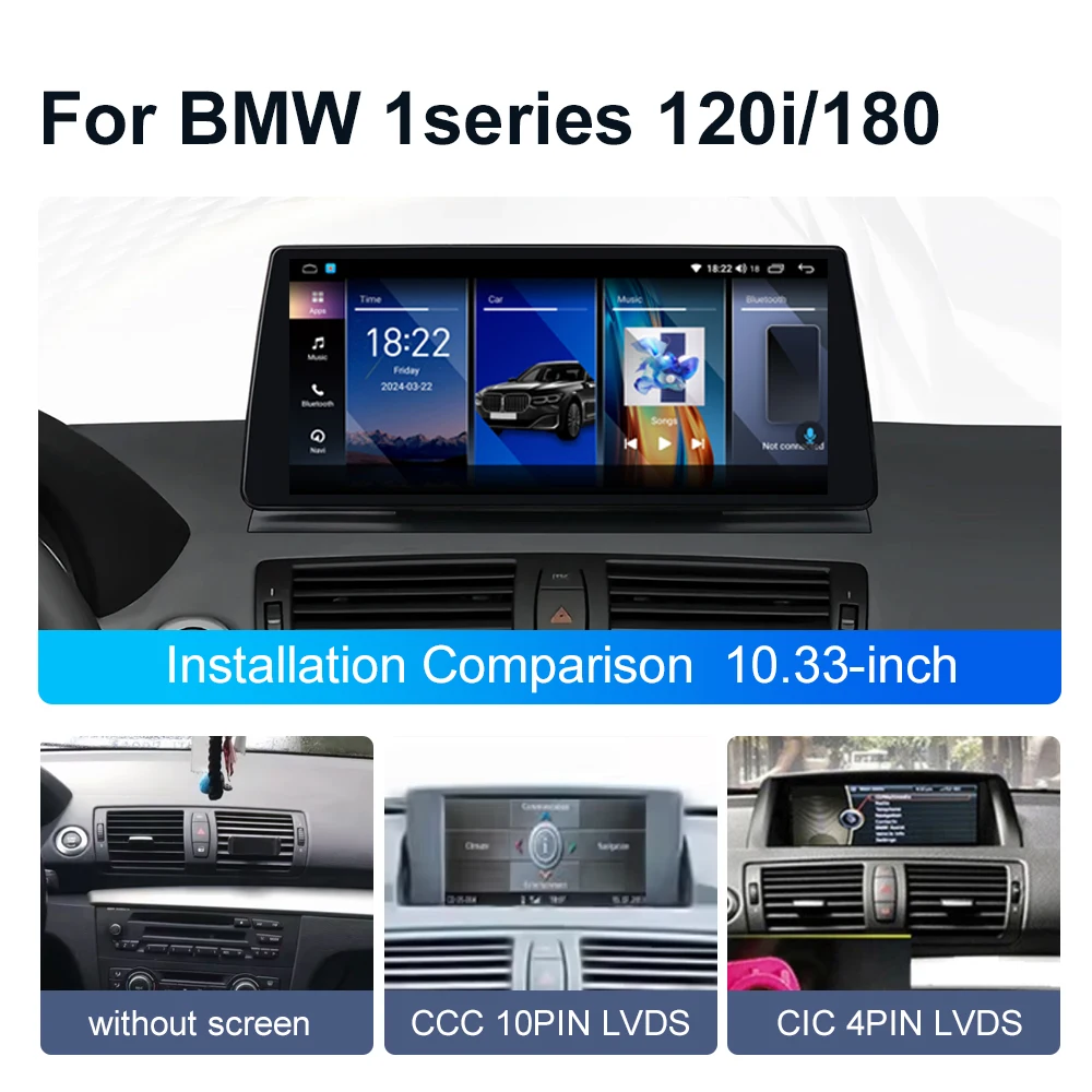 10.33 inch Car Radio For BMW 1 Series E81 E82 E87 E88 2004-2013 Screen CarPlay Android Auto Multimedia Player display Head Unit