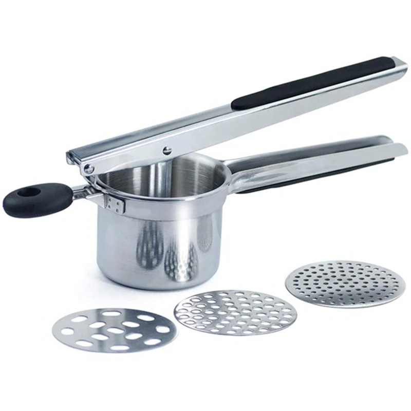 Potato Ricer,Potato Masher with 3 Interchangeable Discs for Light and Fluffy Mashed Potato,Fruits,Vegetables,Baby