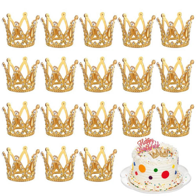 10 Pcs Gold Cake Topper Gold Mini Crown Cake Topper For Flower Arrangements Shower Birthday Wedding Decor