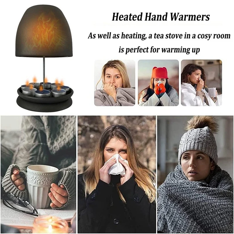 1 buah lampu teh berdinding ganda Oven keramik Radiator dalam ruangan pemanas lampu teh tanpa listrik pemanas alternatif Tealight