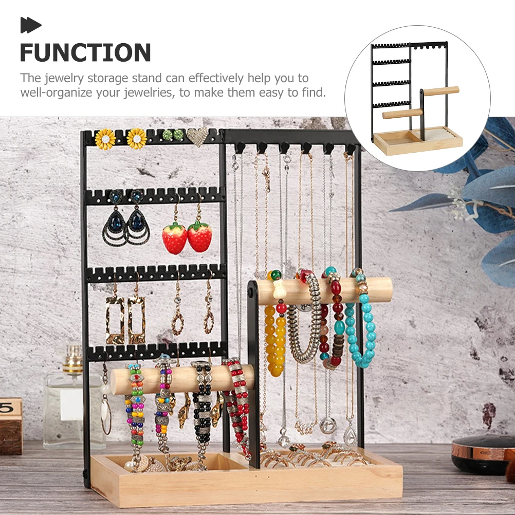 

Multifunctional Jewelry Rack Display ganizer Vintage Storage Box Iron Earring Holder Necklace Ring St Home Accessory Solution
