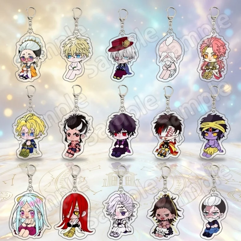

Anime Record of Ragnarok Keychain Qin Shi Huang Beelzebub Jack the Ripper Poseidon Acrylic Pendant Key Ring for Backpack Decor