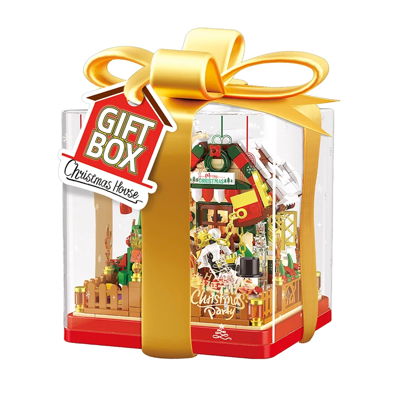 

2024 Winter Christmas Mini Gingerbread House Christmas Gift Box Micro Building Block Toys Gifts