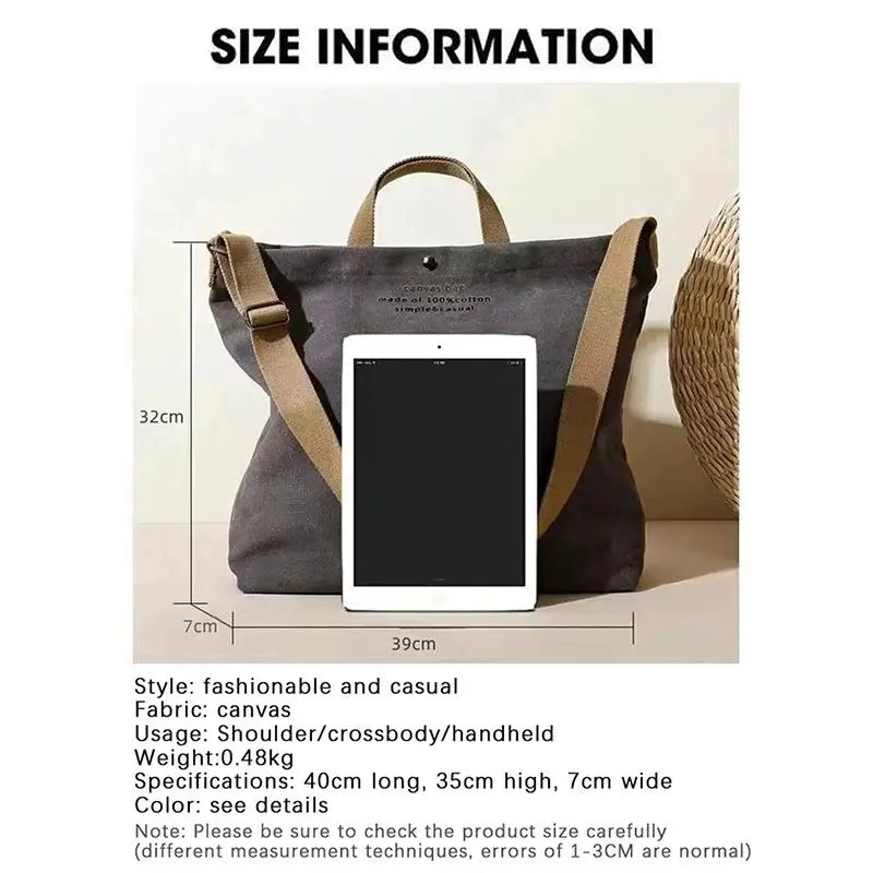 Hochwertige Canvas-Umhängetasche für Männer und Frauen, einfache Crossbody-Tasche aus gewaschenem Canvas, dicke Handtasche mit großer Kapazität, Tasche für Kunststudenten. – Detail 7