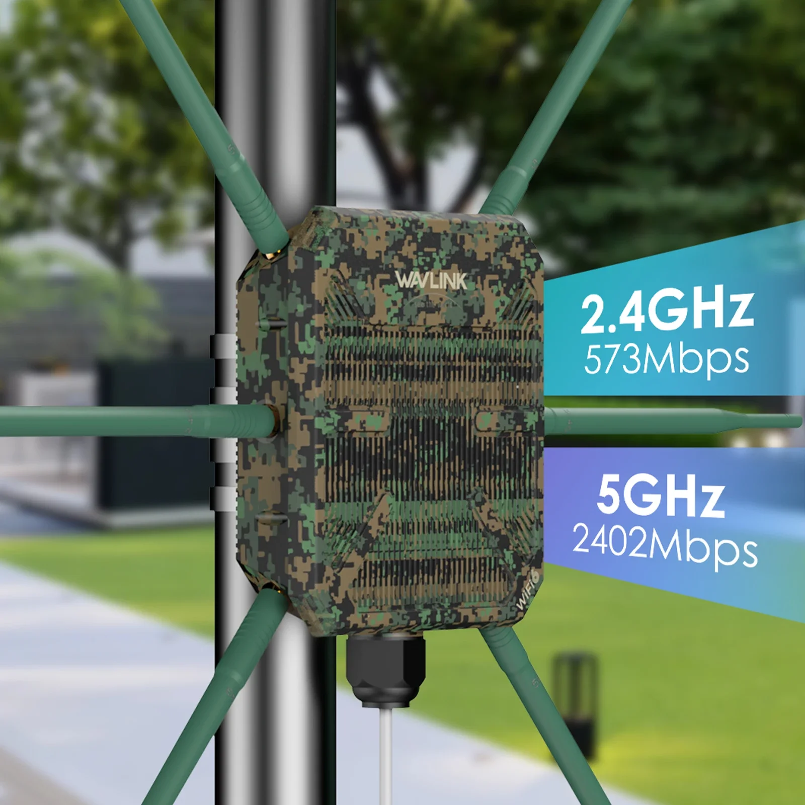 

Wireless Outdoor Wifi6 Router Dual Band 2.4G+5G AX3000 Wifi Repeater Extender with PoE/6x7dBi High-gain Antennas/IP67
