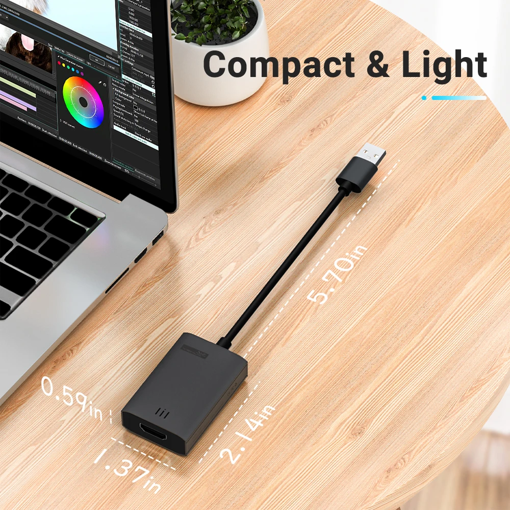 Lemorele-USB إلى محول HDMI ، محول متوافق ، USB ذكر إلى HDMI أنثى ، بطاقة فيديو خارجية ، كمبيوتر ،!