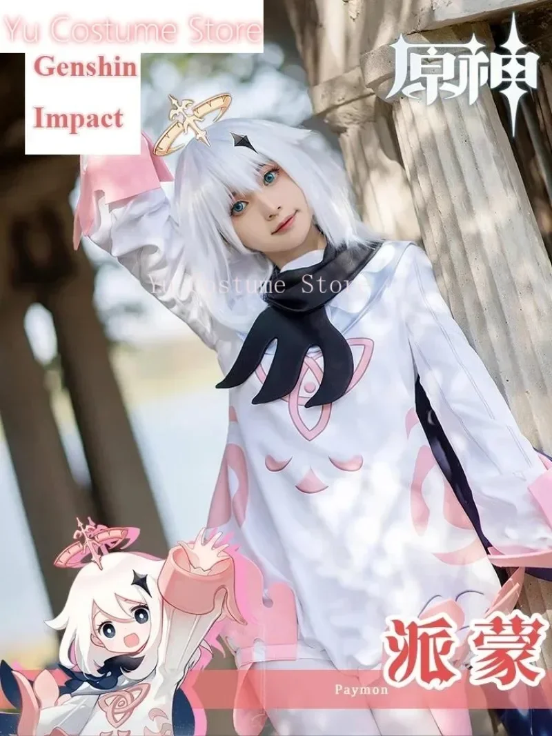 

Yu Costume Anime Genshin Impact Traveler Paimon Lovely Jumpsuits Uniform Cosplay Costume Halloween Party Role Play Outfit Women