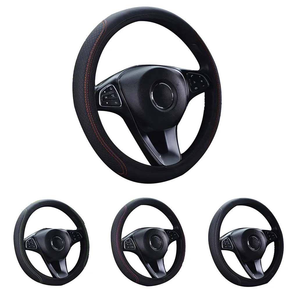 37-38cm Car Steering Wheel Cover Breathable Leather Anti Slip Car Interior Soft Comfortable Steering Wheel Cover