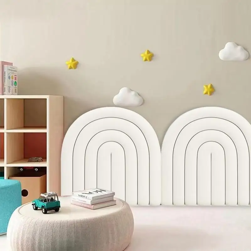 Padded Wall Panels 3D Wall Stickers Soft Wall Padding Nursery Wall Mats Decorative Peel And Stick Headboard For Bedroom/Living